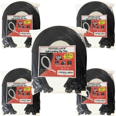 Large Zip Ties Heavy Duty Outdoor 20 Inch 250lb Extra Long Cable Ties Thick W...