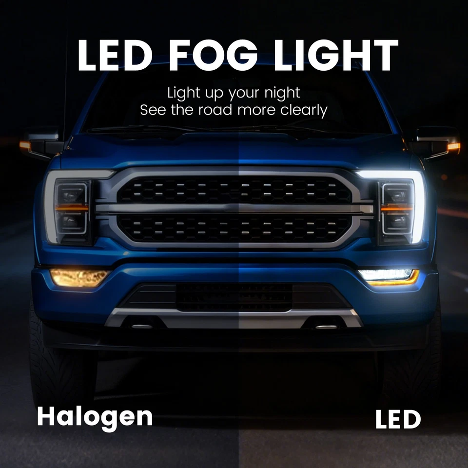 For Ford F150 F-150 XL 2021-2023 22 LED DRL Fog Lights W/SwitchBack Turn Signal Foto 3 de 4