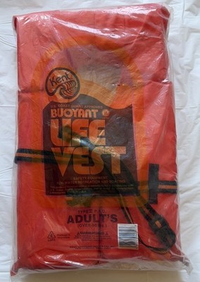 (2 pack) Kent Orange Life Vest USCG Approved Buoyant Adult 90# Jacket Type II