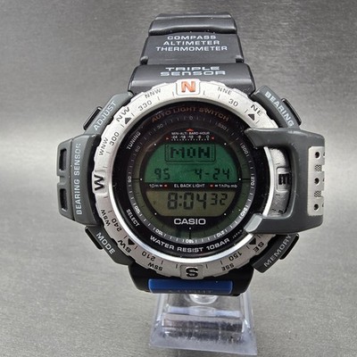 Casio Pro Trek PRT-40 Watch Men 56mm Black Triple Sensor READ!!! New battery