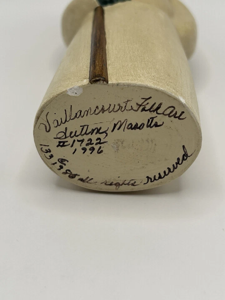 复古 1996 年 Vaillancourt 民间艺术粉笔雪人扫帚冬青帽 #1722 礼物 — 第 2/4 张图片