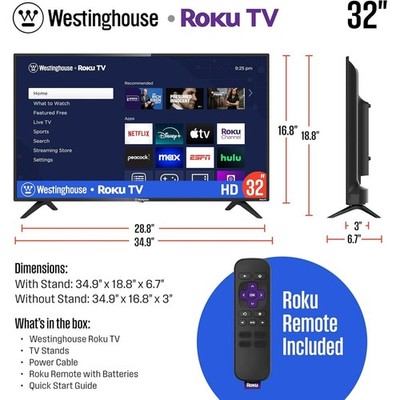 Westinghouse 32'' 720P HD Smart Roku TV WR32HT2212