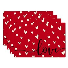 Valentine's Day Placemats Set of 4 Heart Red Table Decor Red Love Place Mats ...