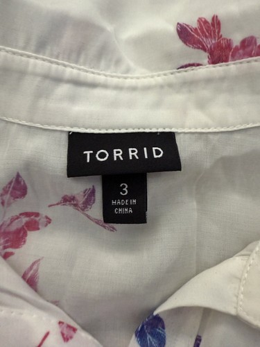 Torrid 3 Floral Babydoll Tunic Poplin Button-Front Hi Low Shirt Top Size 3X - Picture 3 of 11