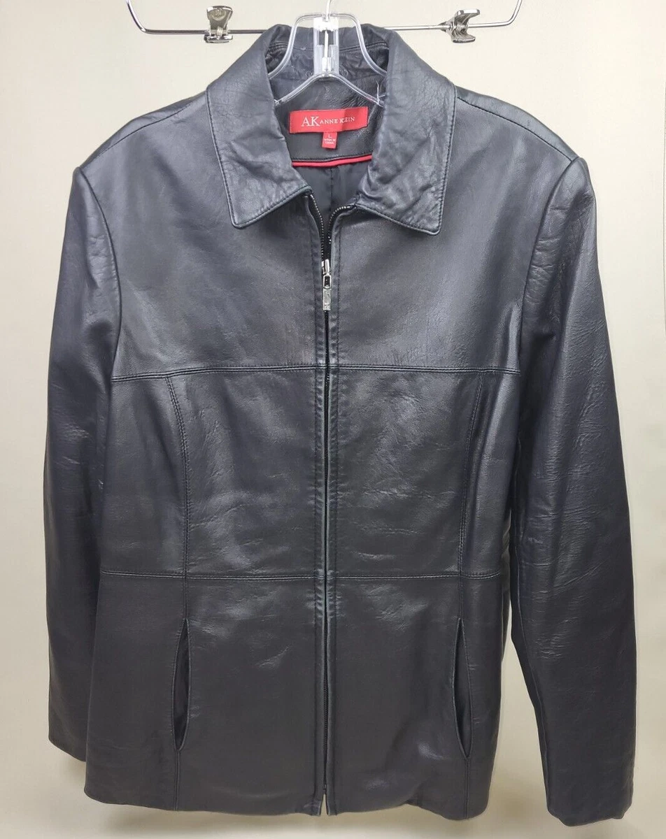 Anne Klein Women s Large Black Lambskin Leather Jacket Full Zip Lined