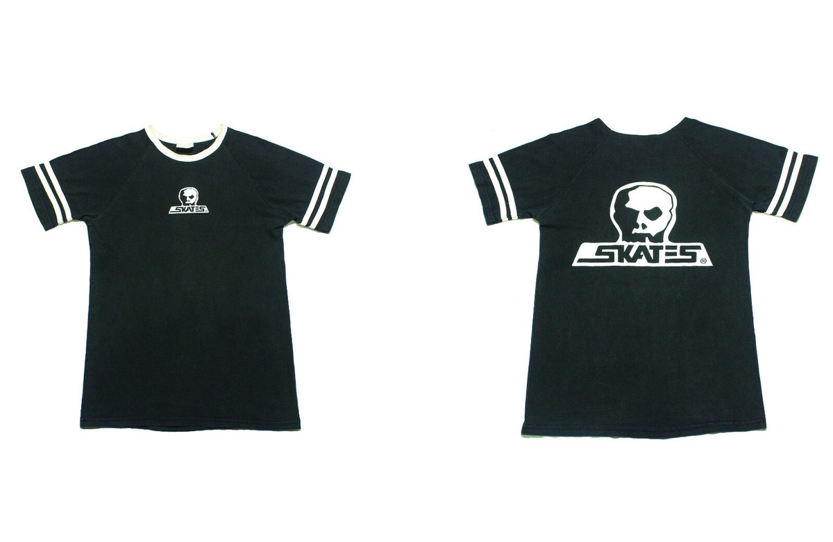 Vintage 80s Skull Skates Skateboard T Shirt Baseball size