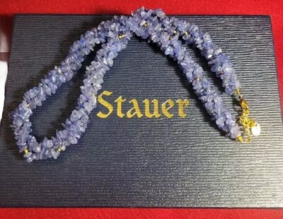 Vintage schöne Stauer Tansanit Rarität Sammlung Stein Halskette mit Box 18''