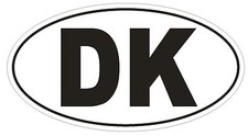 Dk Denmark Country Code Oval Bumper Sticker Or Helmet Sticker D921 Dk Denmark Country Code Oval Bumper Sticker Or Helmet Sticker D921