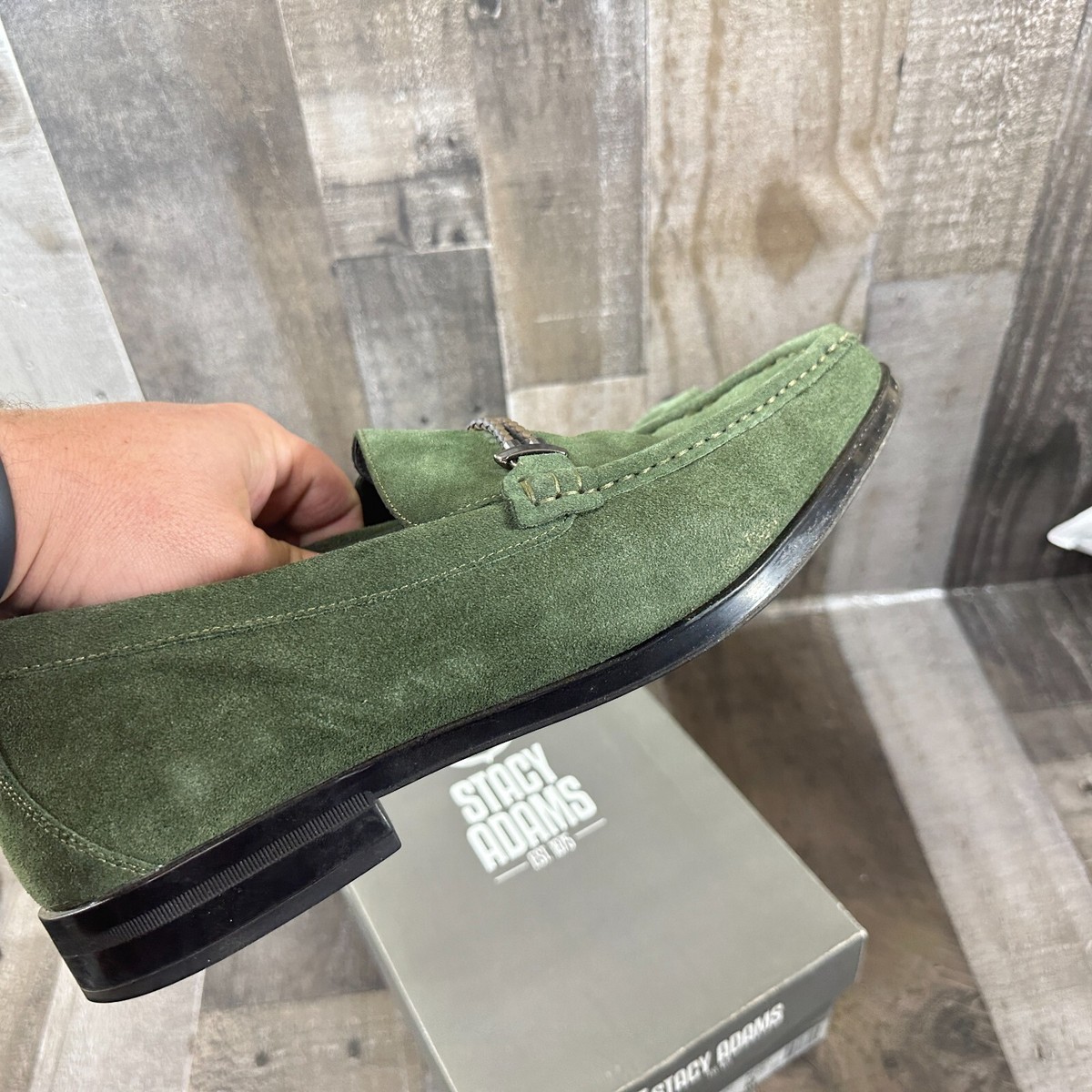 Stacy Adams moss green leather Stacy Adams FABRIANO 25366 Aqua Green / White Leather Oxford  main image 3