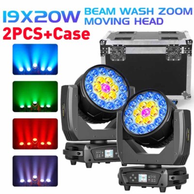 LED Zoom Moving Head Stage Light RGBW DMX Beam Wash Lighting DJ Disco Bar 19x20W