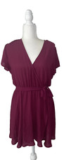 Forever 21 Womens Size Large Purple Fuchsia Tie Around Sheer Knee Length Dress