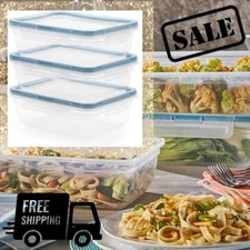 6-Pc Plastic Food Storage Containers Set Non-Toxic BPA-Free with 4 Locking Tabs