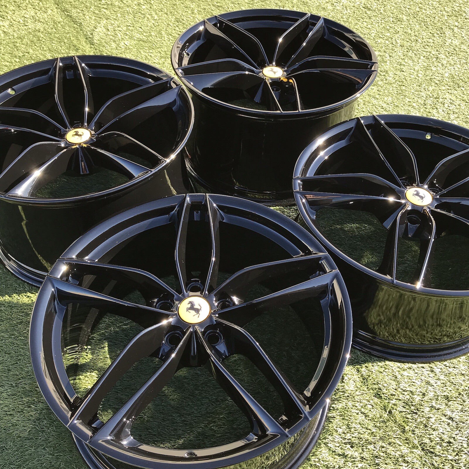 20 FERRARI 488GTB SPIDER F8 488 RIMS WHEELS OEM FACTORY SET 4 BLACK FORGED 
