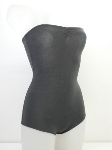 American Apparel Bodysuit Romper Playsuit Black Jersey Strapless Bandeau Size S