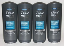 LOT (4) DOVE MEN CARE CLEAN COMFORT HYDRATING FACE WASH BODY WASH 18 FL OZ