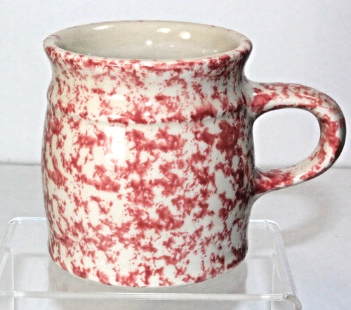 Workshops Of Gerald Henn Roseville OH Red Pink Spongeware Pottery Mug