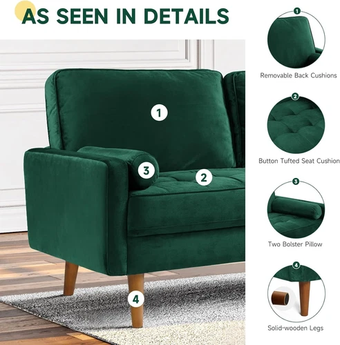 2 Sitzer Sofa Loveseat Kleine Sofa mit 2 Kissen und Armlehnen Sofa Set Loungsofa - Bild 18 von 42