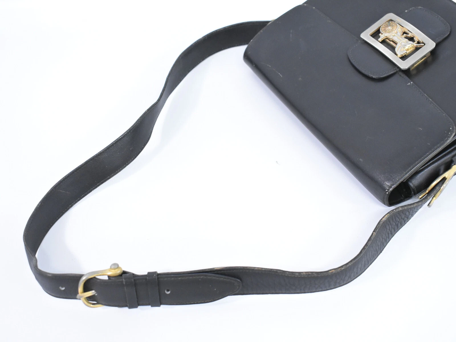 Borsa a tracolla CELINE Carriage in pelle nera oro