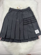 Thom Browne Mini Pleated Skirt in Double Face Knit w/ Tonal Dark Grey Size 42