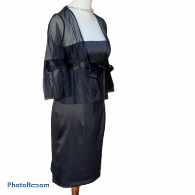 Donna Morgan Two Piece Sheath Dress with Sheer Tie Jacket Size 4 Black |  eBay