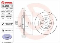 2X Brembo 08.C135.11 Bremsscheibe Hinten FüR Mazda