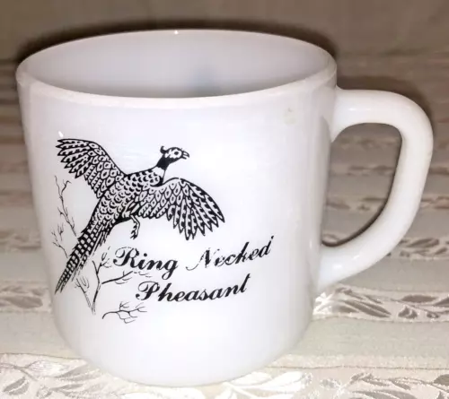 Federal Glass Game Bird Milk Glass Mug Ring Necked Pheasant Coffee Cup