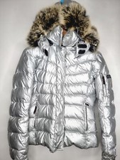 Bogner Fire Ice Silver Down Feather Bluefox Fur Ski Jacket Bomber Puffer M 38