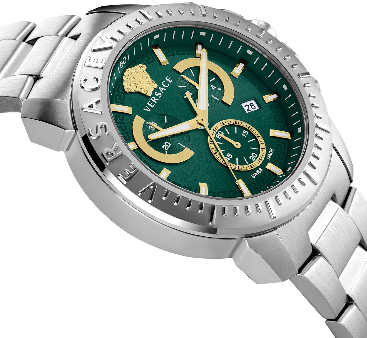 Versace VE2E00821 New Chrono green silver Stainless Steel Versace VE2E00821 New Chrono green silver Stainless Steel