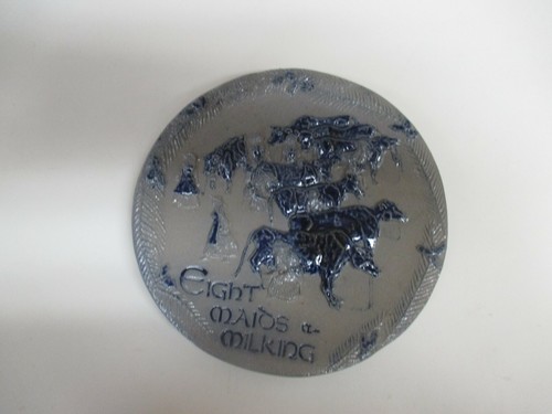 Rowe Pottery Works Smaltato al Sale Blu 12 Giorni di Natale (Piatti 1-8) - Foto 10 di 12