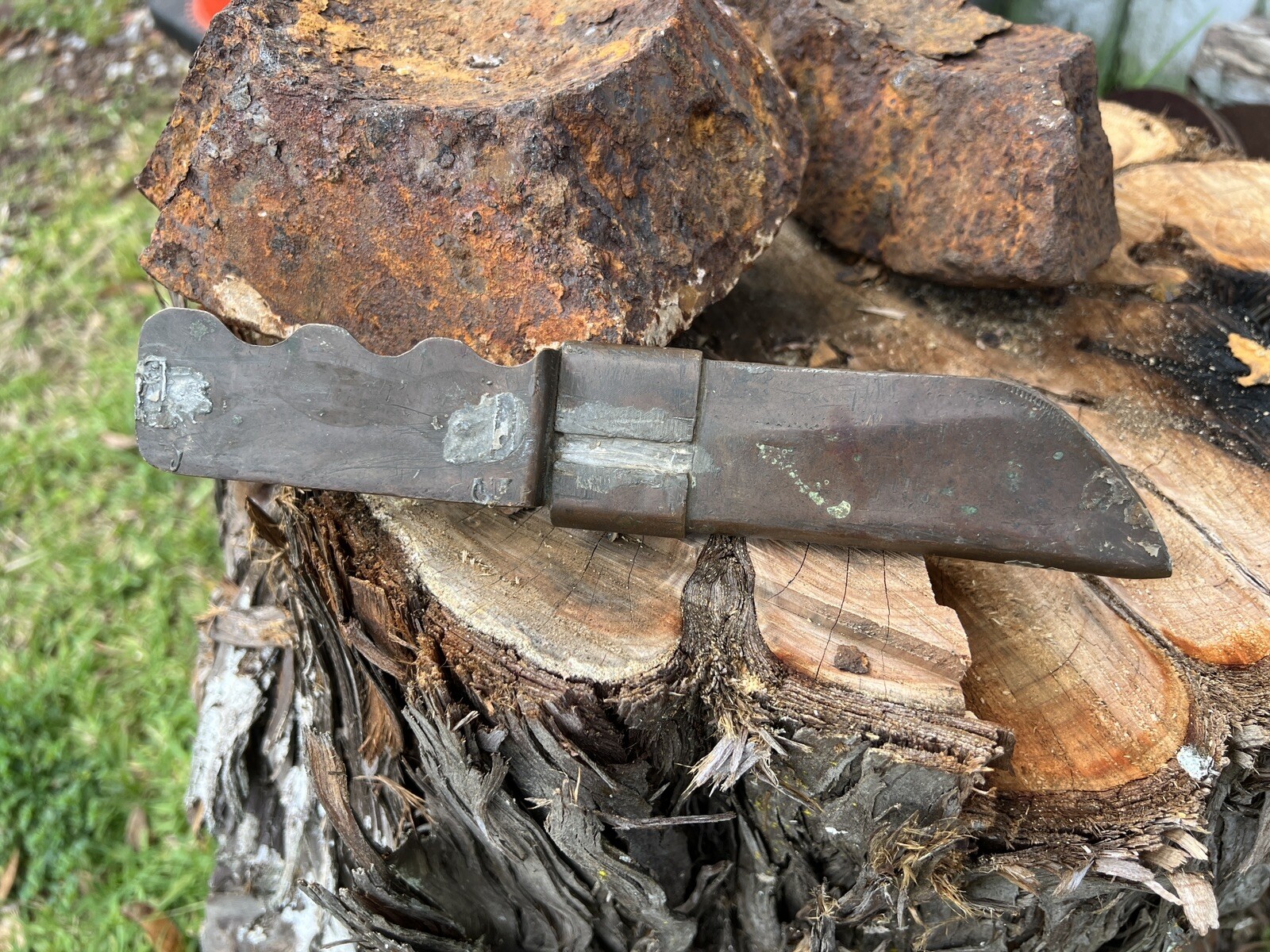 US Army WW2 TRENCH ART KNIFE SCABBARD VI British Half Coin