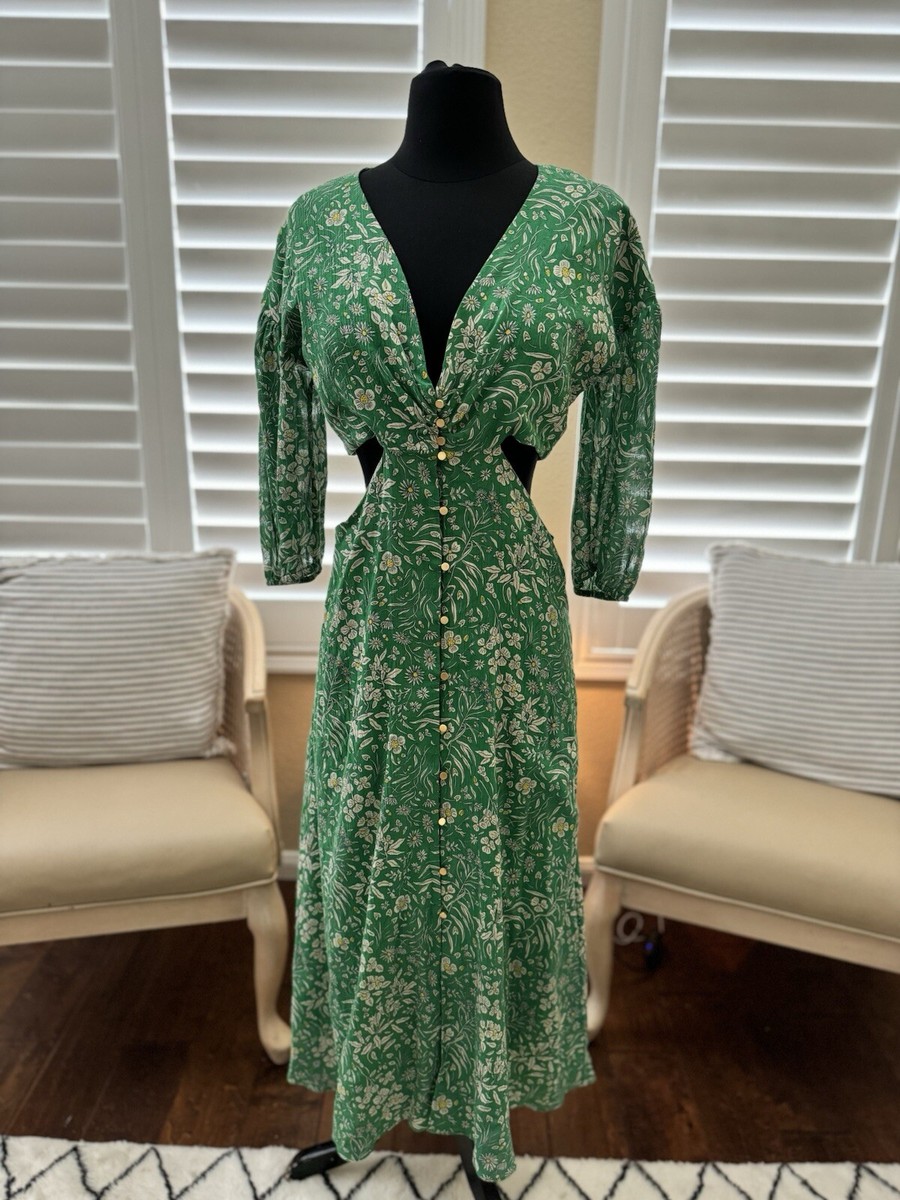 Ba&sh Aria Green Floral Midi Cutout Dress Size 1 US Size small | eBay Ba&sh Aria Green Floral Midi Cutout Dress Size 1 US Size small | eBay