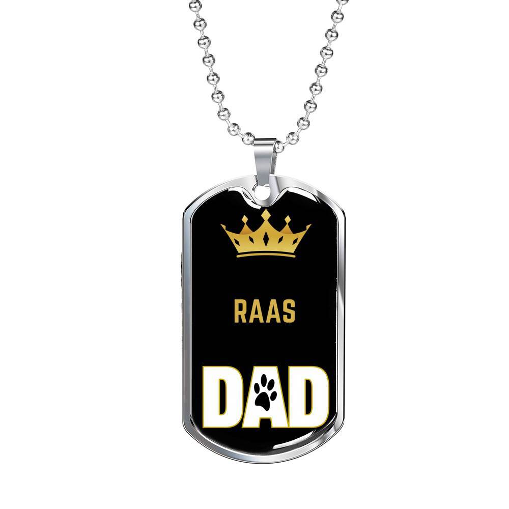 Raas Cat Dad Necklace Stainless Steel or 18k Gold Dog Tag 24
