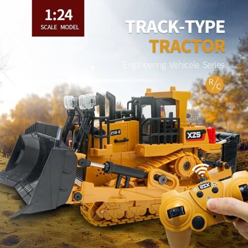 1/24 RC Bulldozer 9CH Remote Control Construction Vehicle Crawler Excavator Toy - Picture 2 of 14