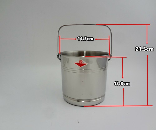 NEW Stainless Steel Single Handle Ice Bucket 2 Litre 14.5x13.8cm (B73) - Picture 4 of 9