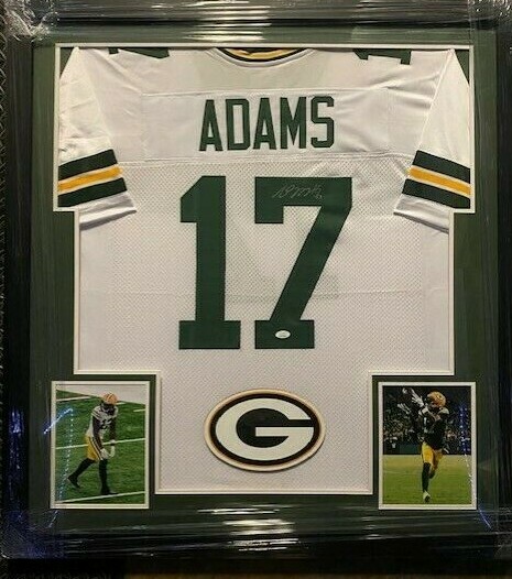 Davante Adams Autographed Signed Green Bay Packers 36"X 39" Custom Framed Jersey / JSA COA 