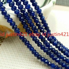 Rare 4x6mm Dark Blue Jade Rondelle Faceted Gemstones Loose Beads 15"AAA