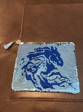 Frozen II Elsa Fearless Blue Sequin Zip Bag 9.5 X 8  