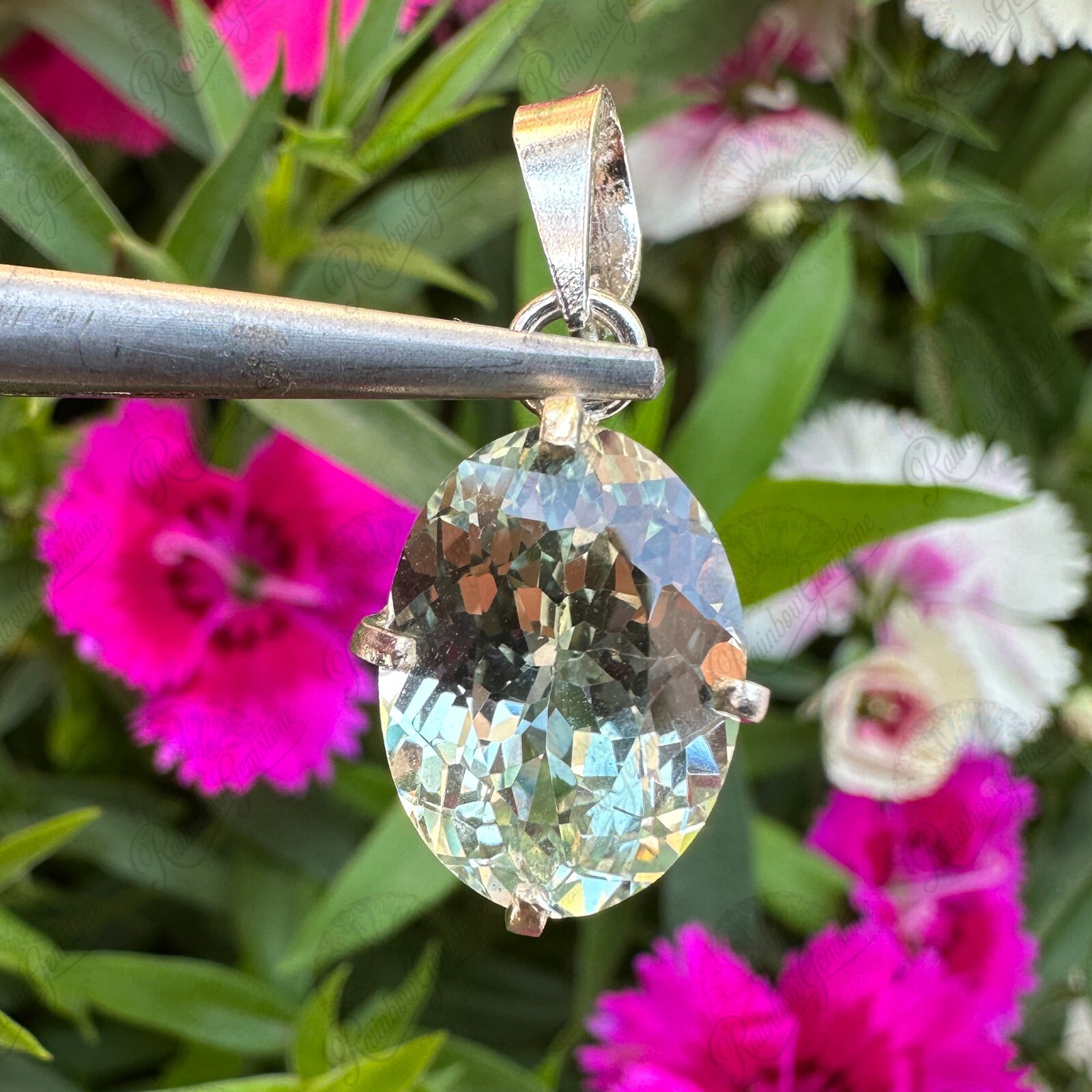 13Ct Natural Green Tourmaline Pendant in 925 Sterling Silver