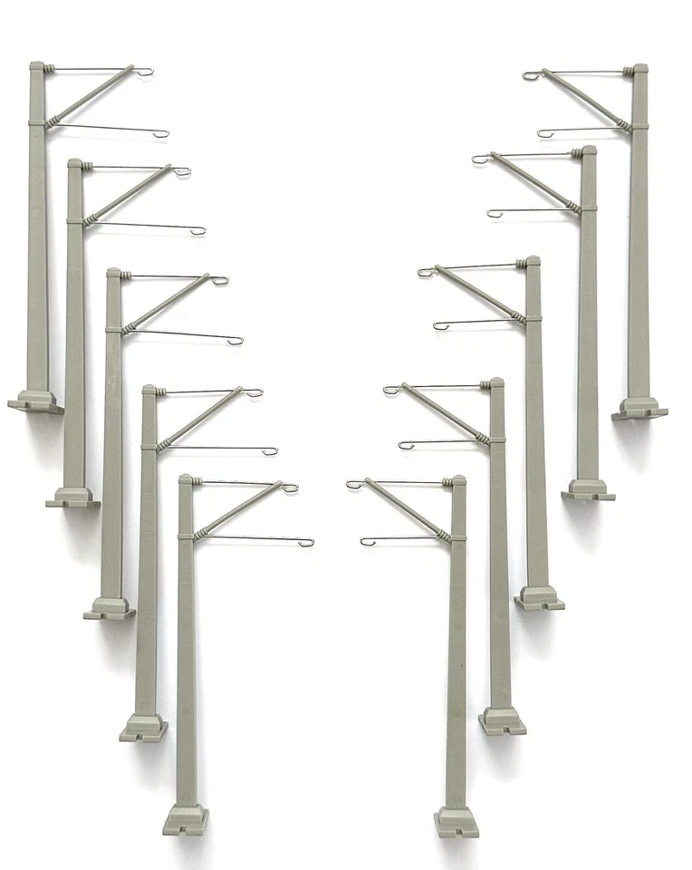 Postes de catenaria Golden Spike Hobbies escala HO, juego de 10 con brazos largos y cortos Foto 2 de 3