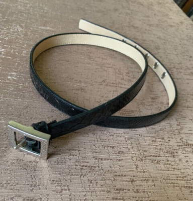 Via Spiga Black Genuine Leather Belt with Silver Hoop Buckle - Large VIA SPIGA Black Belt Italian Leather Free Size Adjustable  main image 2