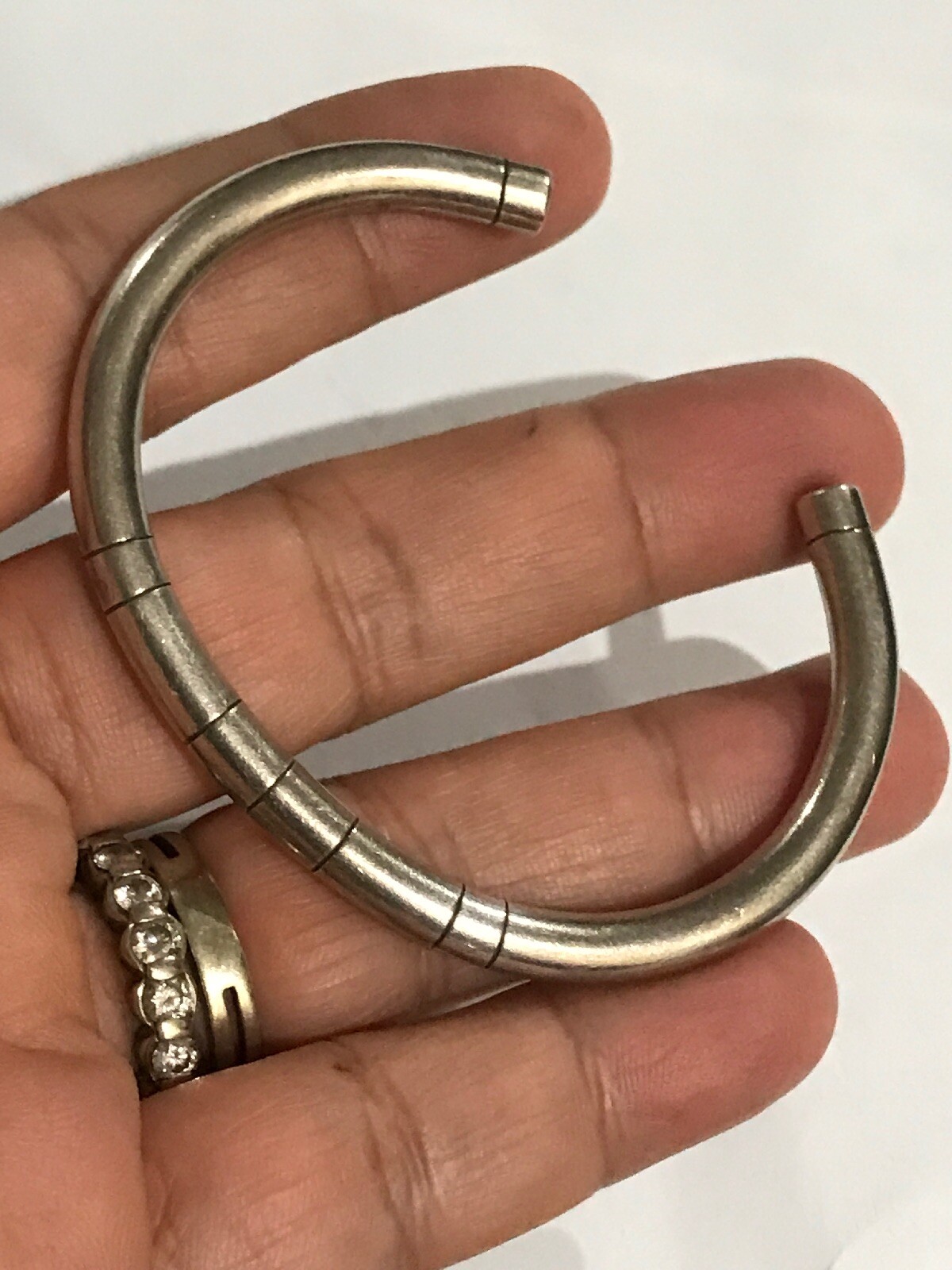 Sterling Silver Solid Abstract Modernist Cuff Bra… - image 7