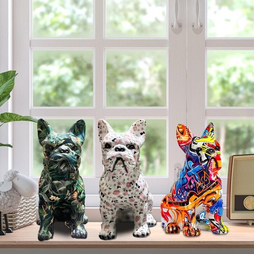 Painted Bulldog Statue French Bulldog Home Decoration Colorful Resin Dog Statue