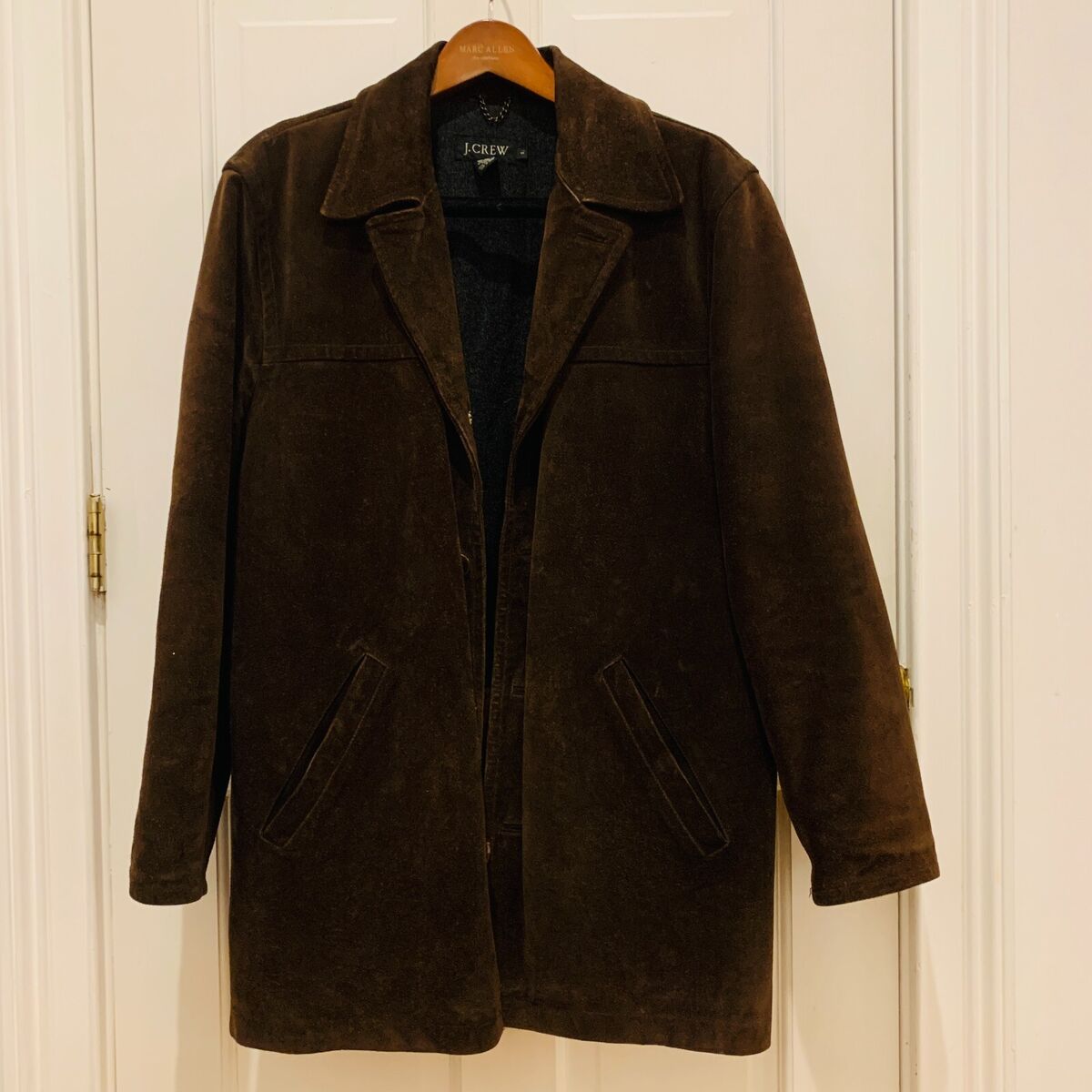J CREW Suede Leather Jacket Lined Coat Button Down Wool J CREW Suede Leather Jacket Lined Coat Button Down Wool