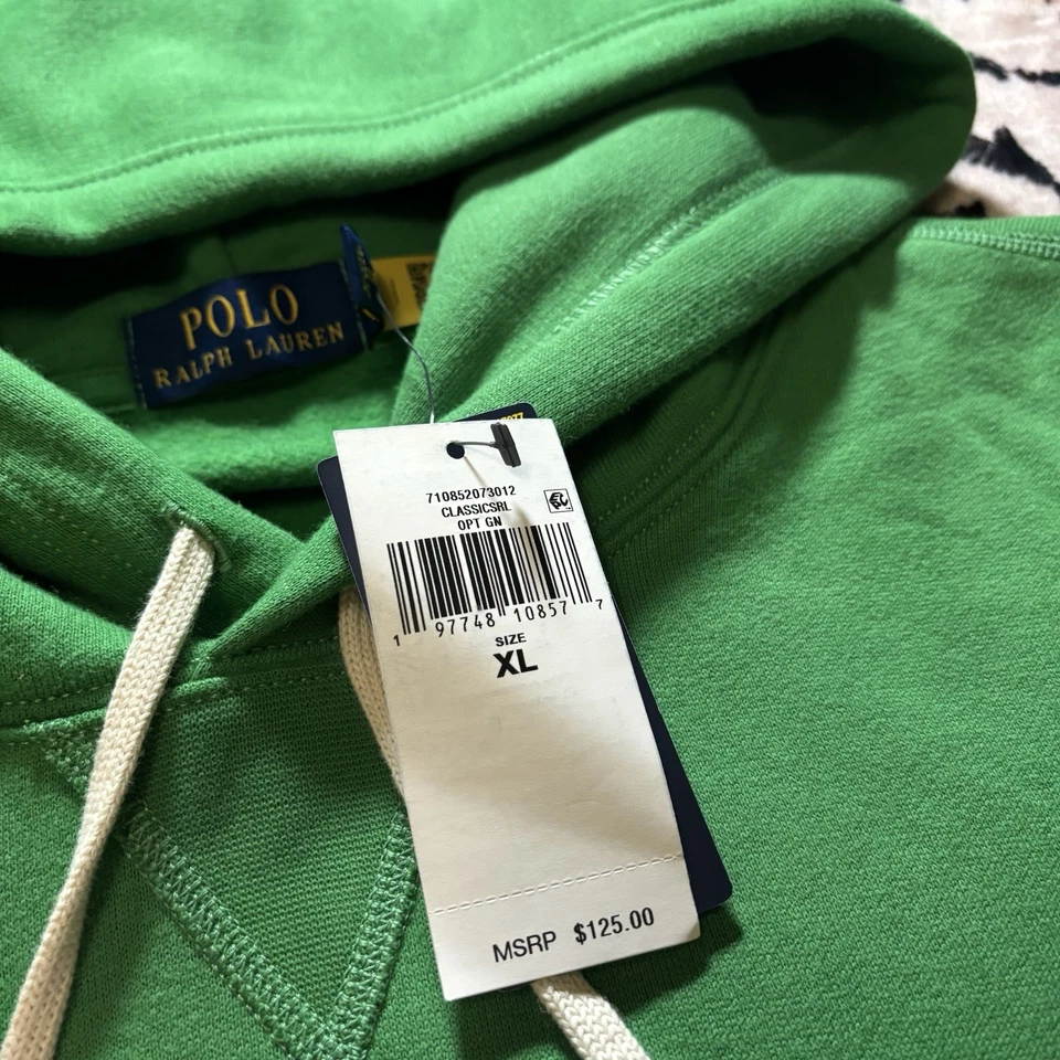 Polo Ralph Lauren 抓绒套衫连帽衫,尺寸 M,绿色,125 美元,全新带标签 — 第 3/4 张图片