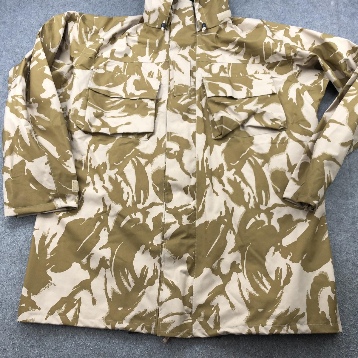 Vintage British Army Desert DPM Camouflage Smock Hooded Jacket 