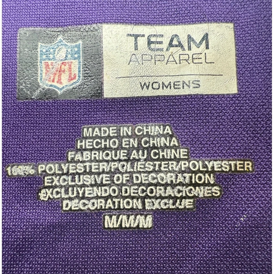 Camiseta de futebol feminina Baltimore Ravens vestuário de equipe com cadarço roxo tamanho médio - Imagem 4 de 4