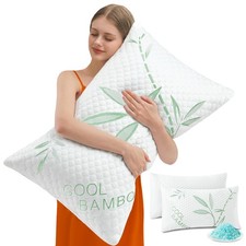 Cooling Pillows, Shredded Memory Foam Pillows Queen Size Set of 2 Adjustable ...