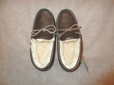 Bearpaw Mach IV Men's Moccasin Slippers Size 10 Leather Sheepskin In  Out NWT
