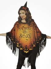 New Women  s Eat Drink Be Scary Costume Poncho Headpiece Halloween Fits XS-XL