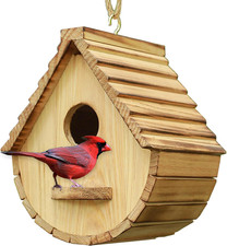 STARSWR Bird House for Outside,Bird Houses Outdoor, Natural Wooden Bird House Cl
